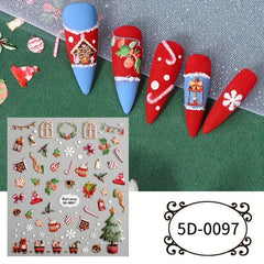 4pcs Christmas 5D Nail Art Stickers Santa Claus Snowflake Elk Decals
