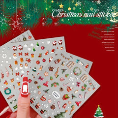 4pcs Christmas 5D Nail Art Stickers Santa Claus Snowflake Elk Decals