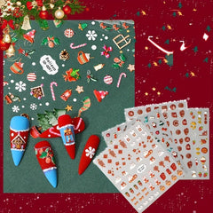 4pcs Christmas 5D Nail Art Stickers Santa Claus Snowflake Elk Decals