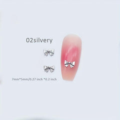 10Pcs Silver Bow Knot Nail Art Stickers for DIY