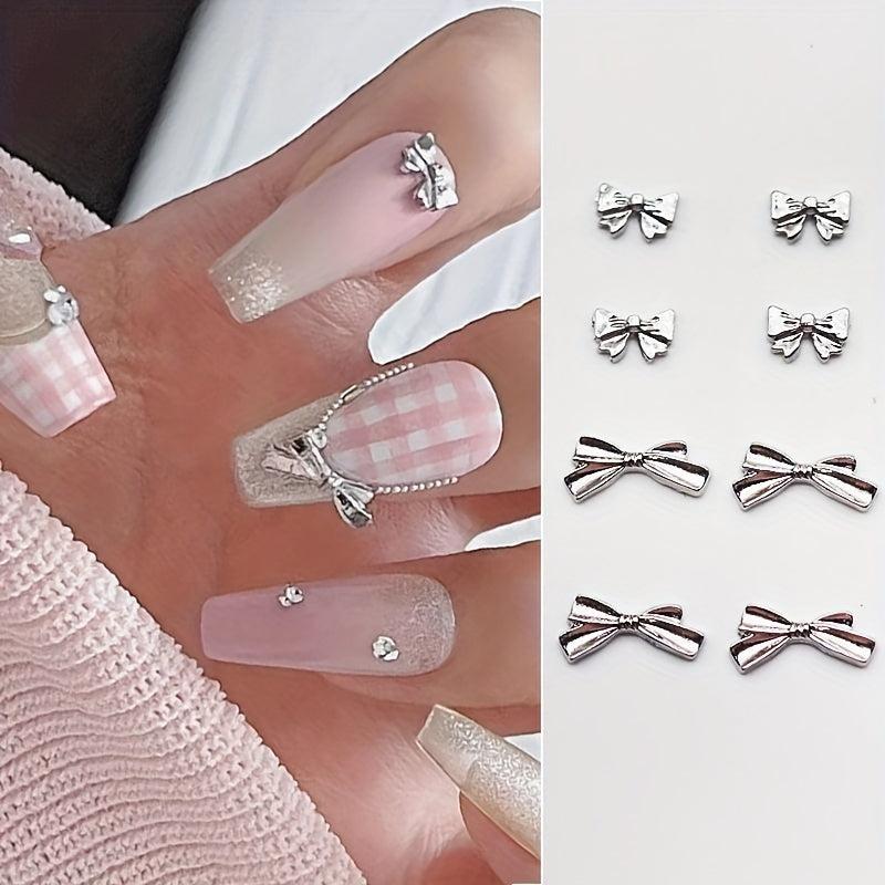 10Pcs Silver Bow Knot Nail Art Stickers for DIY