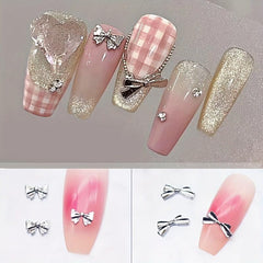 10Pcs Silver Bow Knot Nail Art Stickers for DIY