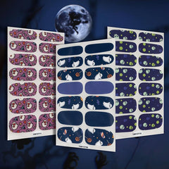 12 Halloween Nail Polish Stickers, 6 Files Pumpkin Rose Skull Gel Nail Decals