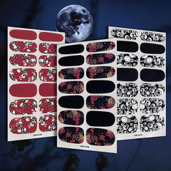 12 Halloween Nail Polish Stickers, 6 Files Pumpkin Rose Skull Gel Nail Decals