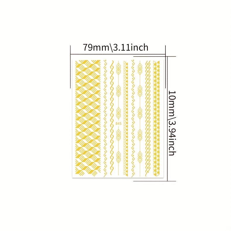 Golden Bronzing Nail Art Stickers Set - Heart Star Moon Self Adhesive Decals