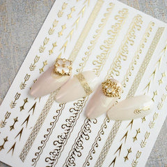 Golden Bronzing Nail Art Stickers Set - Heart Star Moon Self Adhesive Decals