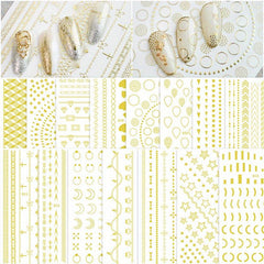 Golden Bronzing Nail Art Stickers Set - Heart Star Moon Self Adhesive Decals