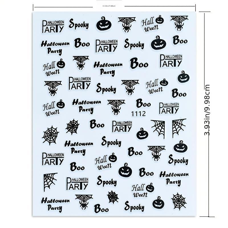 3D Glow in the Dark Halloween Nail Stickers - Skull Pumpkin Ghost