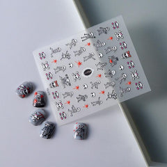 5D Embossed Halloween Nail Art Stickers with Blood Drop Decals and Skull Designs