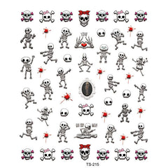 5D Embossed Halloween Nail Art Stickers with Blood Drop Decals and Skull Designs