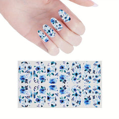 Colorful Flower Nail Decal Strips Self Adhesive Manicure Kit