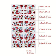 Colorful Flower Nail Decal Strips Self Adhesive Manicure Kit