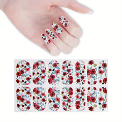 Colorful Flower Nail Decal Strips Self Adhesive Manicure Kit