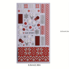 5D Embossed Christmas Nail Stickers Snowflake Elk Snowflake Nail Decals