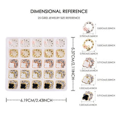 25pcs Ring Nail Charms With Rhinestones Nail Art Decoration
