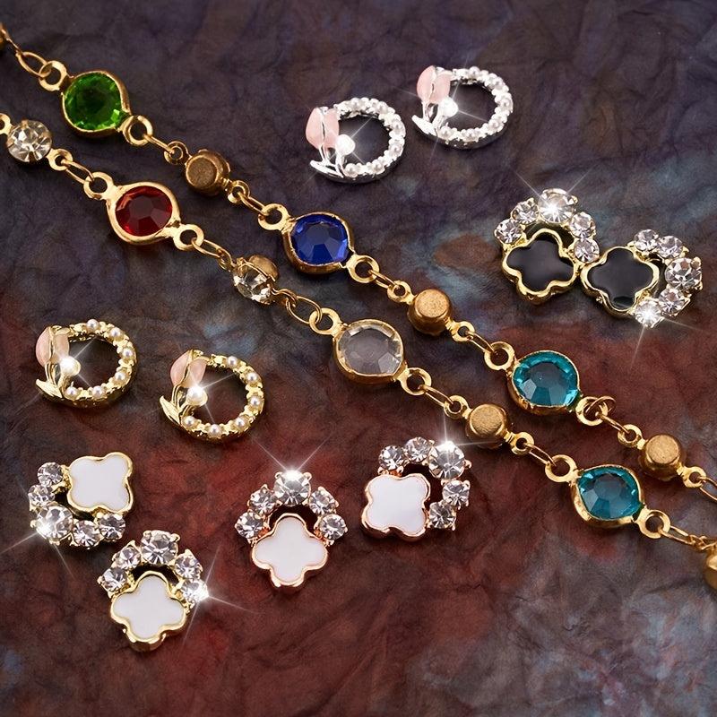 25pcs Ring Nail Charms With Rhinestones Nail Art Decoration