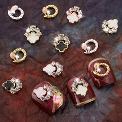 25pcs Ring Nail Charms With Rhinestones Nail Art Decoration