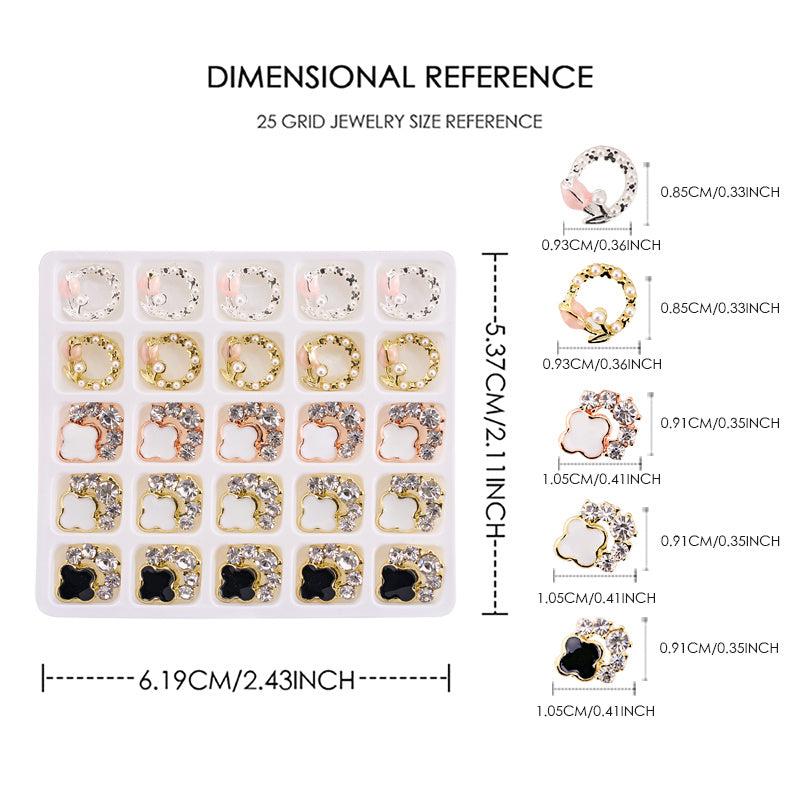 25pcs Ring Nail Charms With Rhinestones Nail Art Decoration