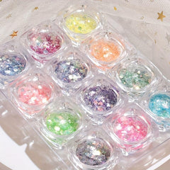 12pcs Laser Star Moon Glitter Sequins For Nails Face Body Makeup