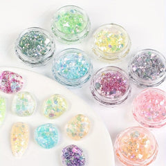 12pcs Laser Star Moon Glitter Sequins For Nails Face Body Makeup