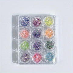12pcs Laser Star Moon Glitter Sequins For Nails Face Body Makeup