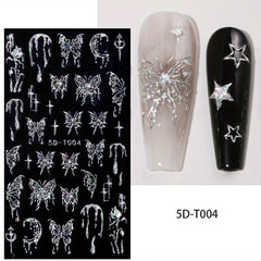 5D Hollow Butterfly Nail Stickers Dark Style