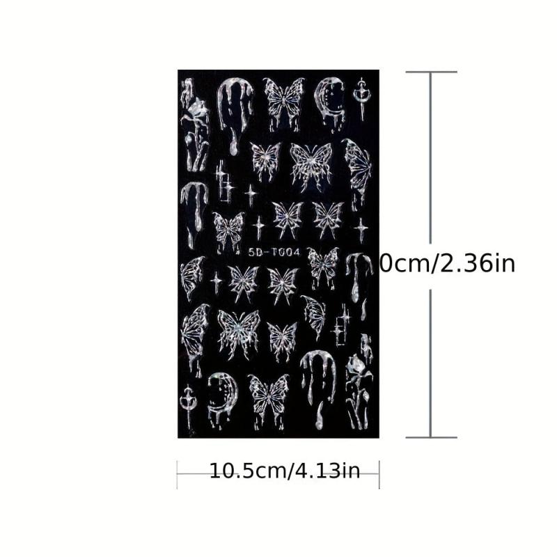 5D Hollow Butterfly Nail Stickers Dark Style