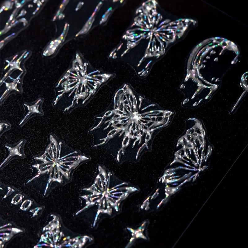 5D Hollow Butterfly Nail Stickers Dark Style