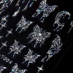 5D Hollow Butterfly Nail Stickers Dark Style
