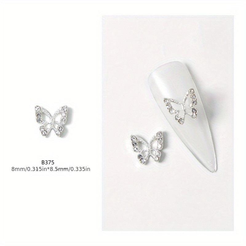 10 pcs 3D Crystal Nail Charms Rhinestone Silver Metal Charms for Nail Art