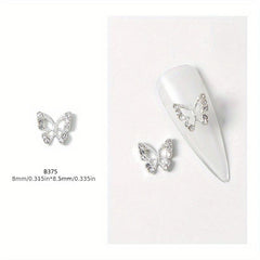 10 pcs 3D Crystal Nail Charms Rhinestone Silver Metal Charms for Nail Art