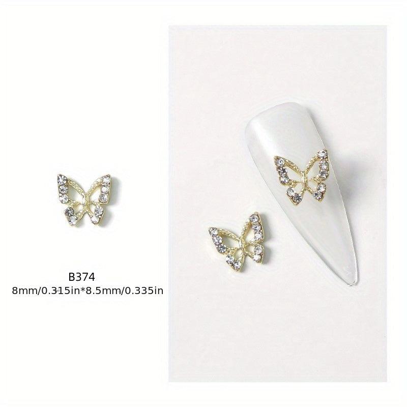 10 pcs 3D Crystal Nail Charms Rhinestone Silver Metal Charms for Nail Art