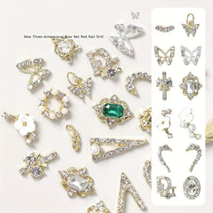 10 pcs 3D Crystal Nail Charms Rhinestone Silver Metal Charms for Nail Art