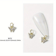 10 pcs 3D Crystal Nail Charms Rhinestone Silver Metal Charms for Nail Art