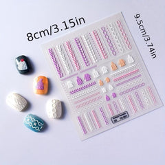 5D Winter Knit Sweater Nail Art Stickers - 10 Sheets