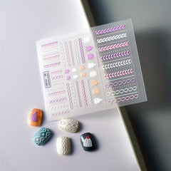 5D Winter Knit Sweater Nail Art Stickers - 10 Sheets