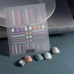 5D Winter Knit Sweater Nail Art Stickers - 10 Sheets
