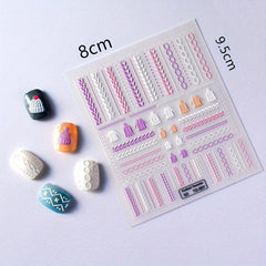 5D Winter Knit Sweater Nail Art Stickers - 10 Sheets