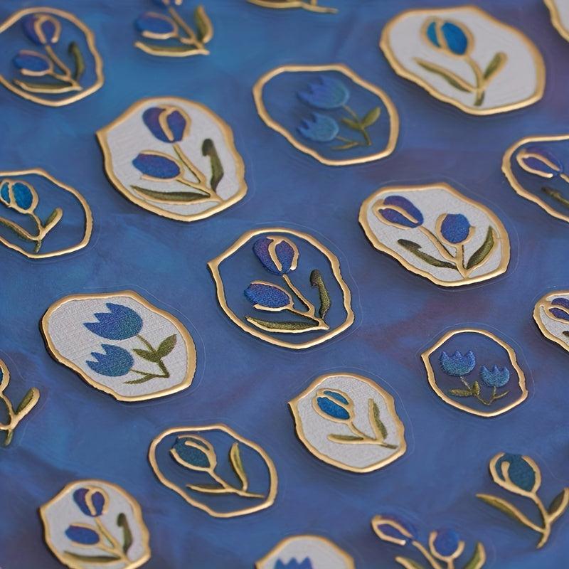 3D Embossed Rabbit Tulip Nail Stickers - Self Adhesive Bunny Nail Decals