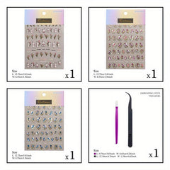 3D Embossed Rabbit Tulip Nail Stickers - Self Adhesive Bunny Nail Decals