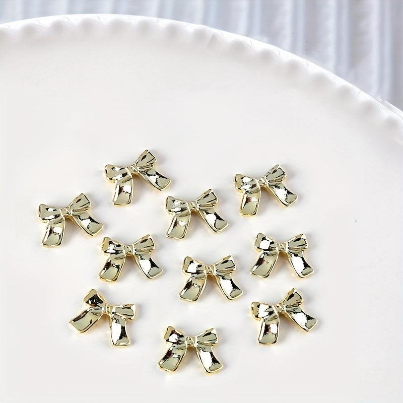 10Pcs 3D Silver Metal Bow Nail Art Stickers - Nail Art DIY