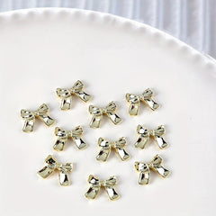 10Pcs 3D Silver Metal Bow Nail Art Stickers - Nail Art DIY