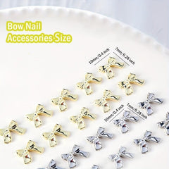 10Pcs 3D Silver Metal Bow Nail Art Stickers - Nail Art DIY