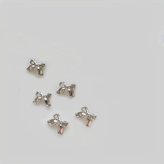 10Pcs 3D Silver Metal Bow Nail Art Stickers - Nail Art DIY