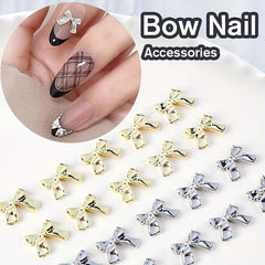 10Pcs 3D Silver Metal Bow Nail Art Stickers - Nail Art DIY