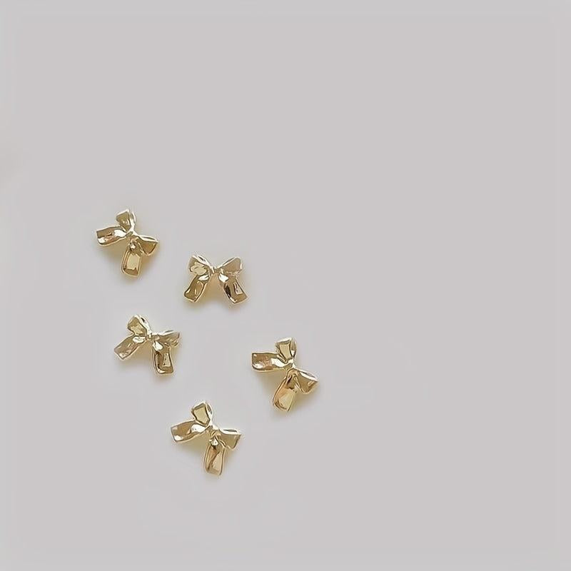 10Pcs 3D Silver Metal Bow Nail Art Stickers - Nail Art DIY