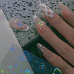 Aurora Laser Nail Art Stickers Flash Laser Star Nail Decals