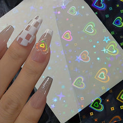 Aurora Laser Nail Art Stickers Flash Laser Star Nail Decals