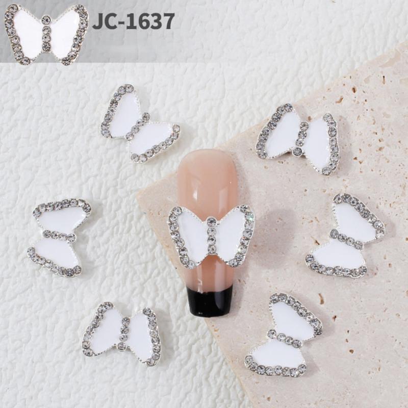 10pcs Butterfly Nail Charms Rhinestones 3D Alloy Nail Gem Accessories