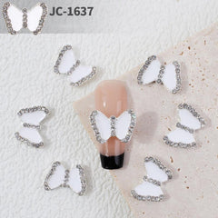 10pcs Butterfly Nail Charms Rhinestones 3D Alloy Nail Gem Accessories
